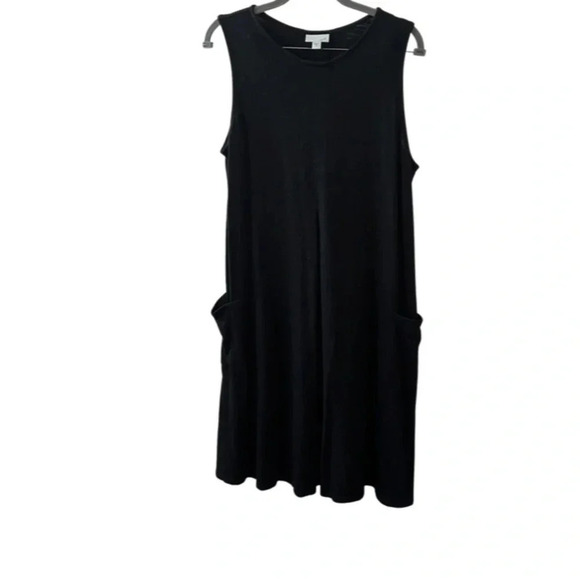 J. Jill Black Pleated Sleeveless Dress Size Medium - Picture 1 of 8
